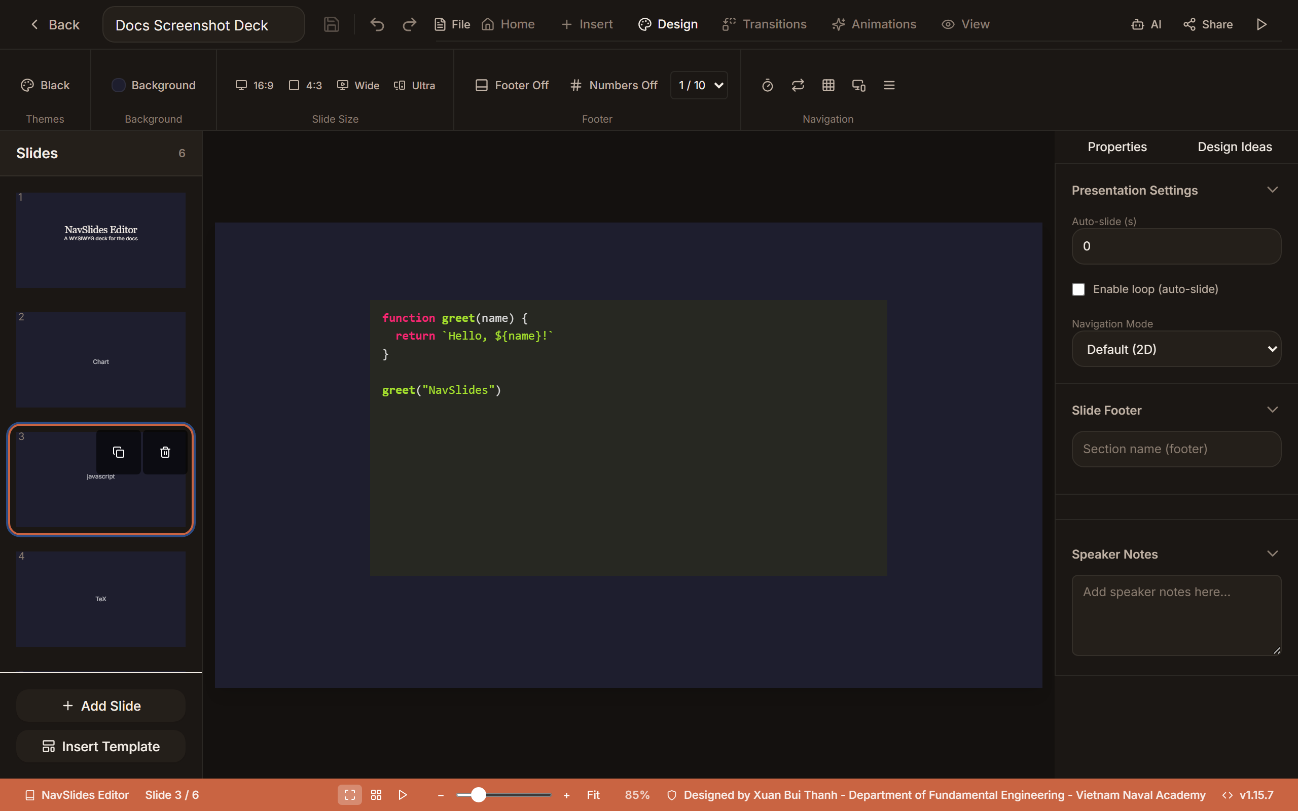 A syntax-highlighted code element on a slide